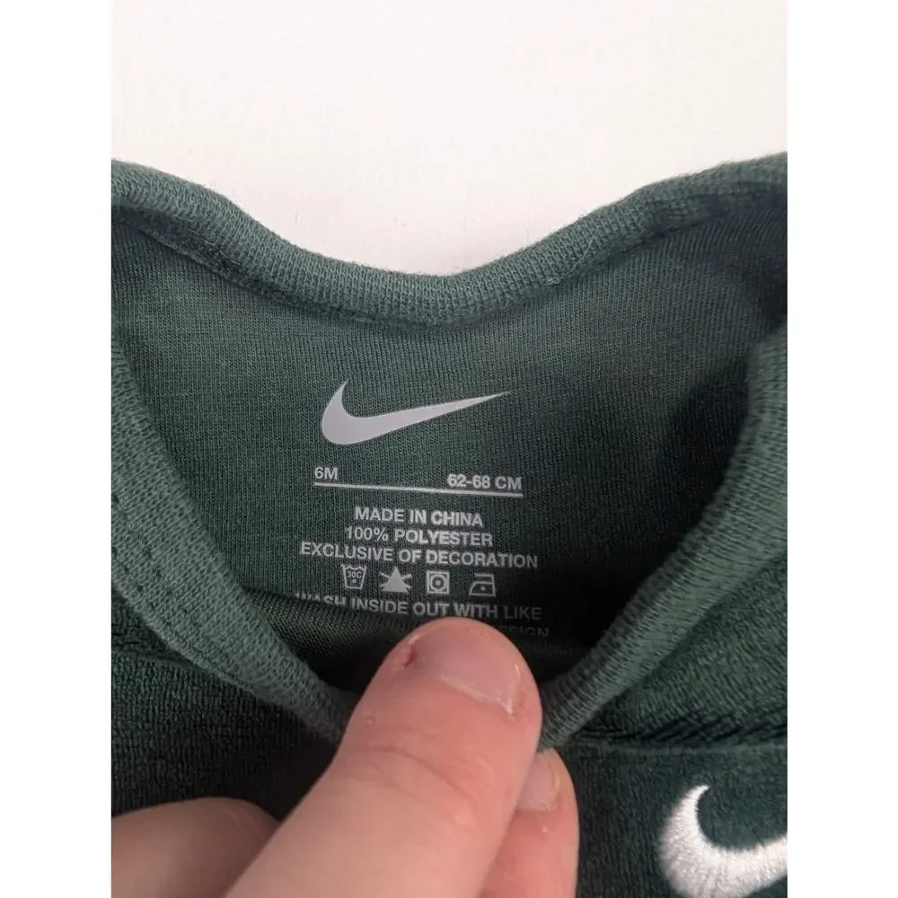 Nike Infant 6 Months Dark Green Velour Bodysuit - Stamped Logos